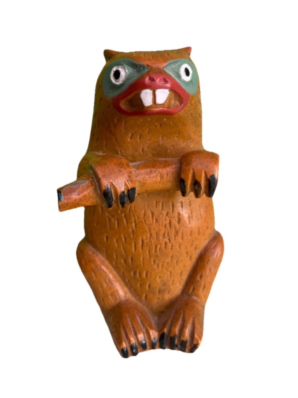 vintage native beaver resin Sculpture Figure souvenir paper weight - 3.5'' tall